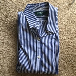 Ralph Lauren non iron blue pinstripe women’s shirt